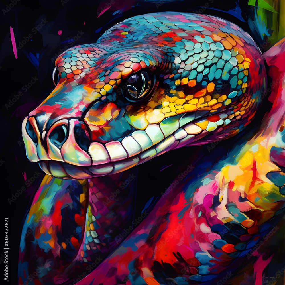 Colorful painting of a snake