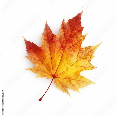 Single small Autumn Leave Clipart vector with white background Generative AI