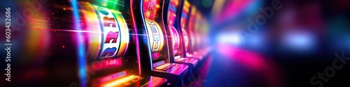 Banner Of Colorful Slot Machines Backdrop Generative AI