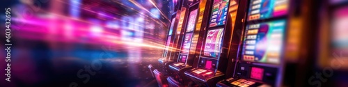 Banner Of Colorful Slot Machines Background Generative AI