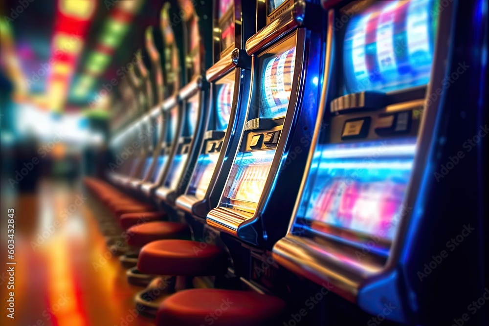 Colorful Slot Machines Backdrop Generative AI
