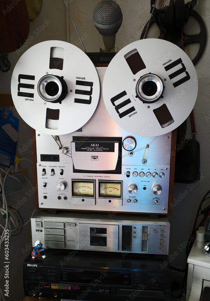 Itterbeck, Germany April 30 2023 Oldfashioned reeltoreel tape
