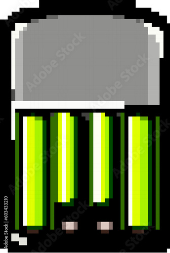 electric aa battery charger game pixel art retro vector. bit power cell, recharge lithium electric aa battery charger. old vintage illustration