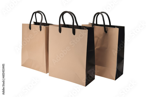 Shopping paper bag isolated on transparent background. Generative Ai