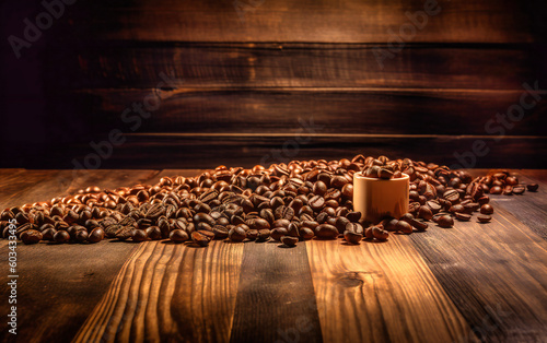 coffee beans on a wooden background © Nilima