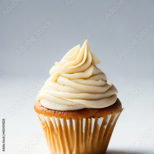 White Classic Cupcakes with Vanilla Buttercream Frosting - Generative AI