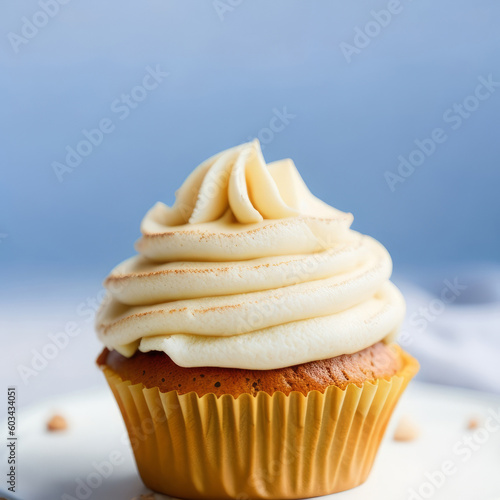 White Classic Cupcakes with Vanilla Buttercream Frosting - Generative AI