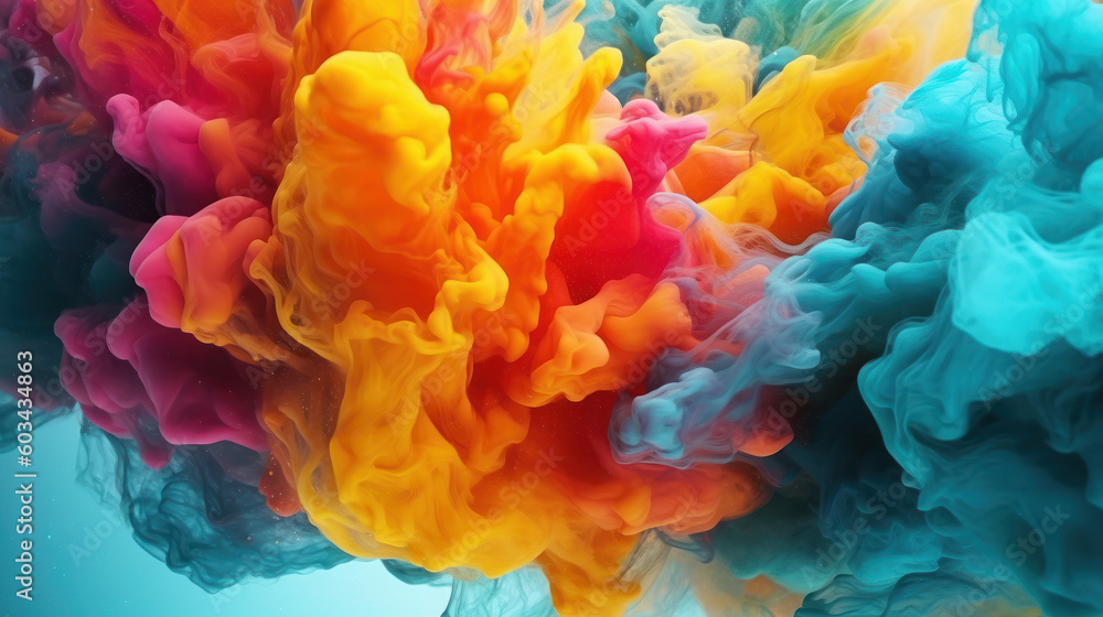 Obraz premium Ink Kaleidoscope: Abstract Symphony of Colourful Ripples. Generative AI