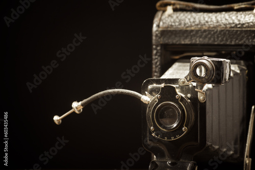 Close-up of a antique film camera