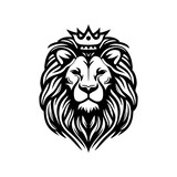 Tattoo style lion head illustrative line art logo template