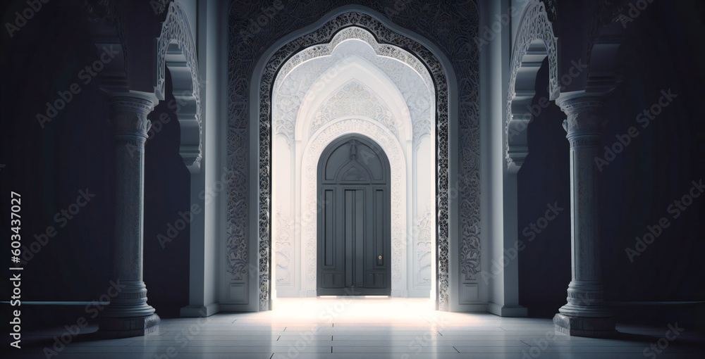 white doorway through a mosque