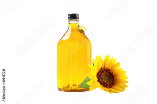 Sunflower oil for cooking on transparent background. Generative Ai