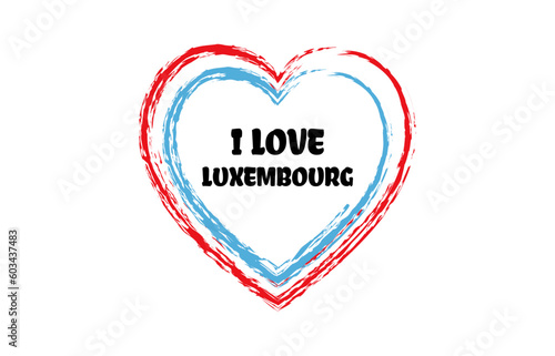 Free Download I love Luxembourg heart brush style logo with national flag colors. Patriotic vector illustration icon. Template for poster, card, banner, background, personal journals, travel diary or social media. - GFXLoad