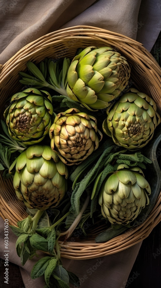 Fototapeta premium Artichokes in the salad bowl