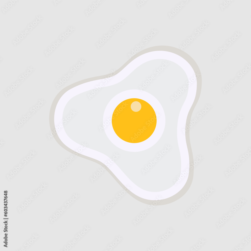 Fried Egg. Vector illustration in cartoon flat style. Vector icon. Fried Egg. Vector illustration in cartoon flat style. Vector icon.