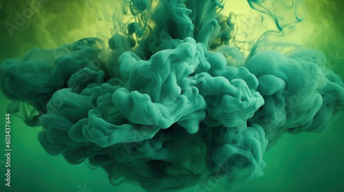 Enchanting Emerald: A Mesmerizing Greenish Ink Abstraction. Generative AI