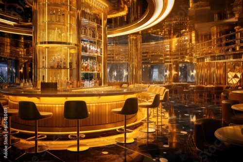 Luxurious Gambling Bar Interior Background Generative AI photo