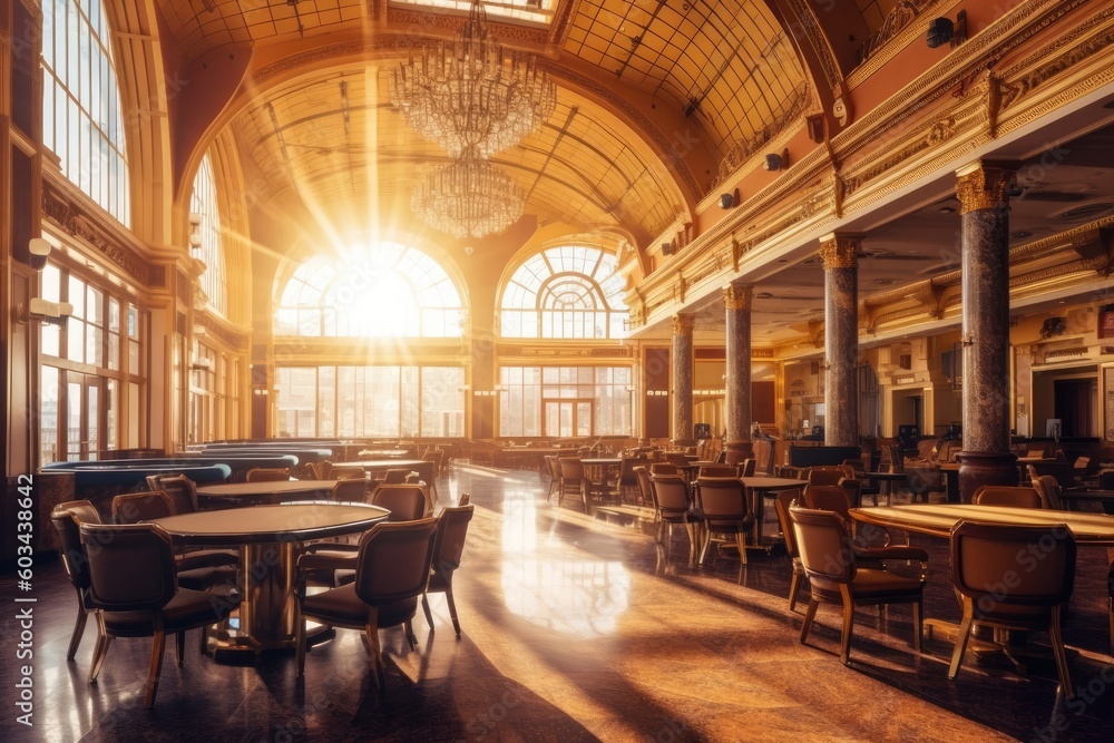 Luxurious Casino Gaming Tables Interior Design Generative AI