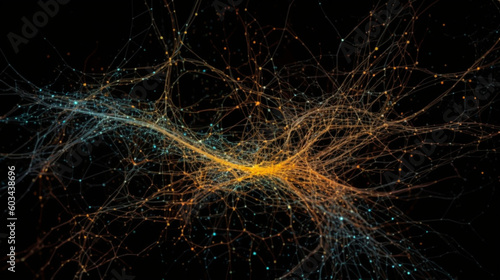 A visualization of interconnected neurons in the brain, representing the complex neural network Generative AI