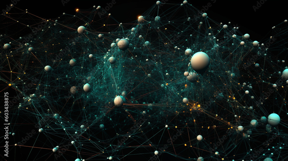 Obraz premium A matrix of interconnected data points forming a complex network visualization Generative AI