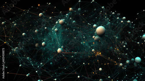 A matrix of interconnected data points forming a complex network visualization Generative AI