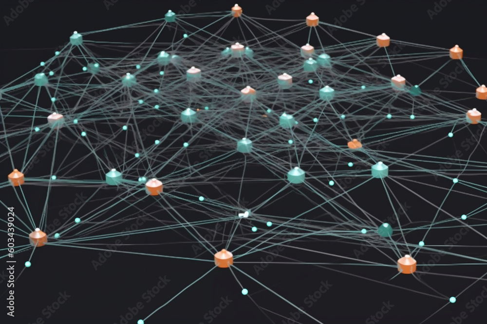 An uncluttered and precise network diagram formed by interconnected dots Generative AI An uncluttered and precise network diagram formed by interconnected dots Generative AI