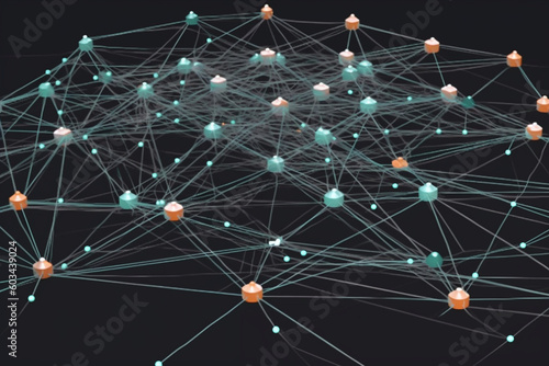 An uncluttered and precise network diagram formed by interconnected dots Generative AI