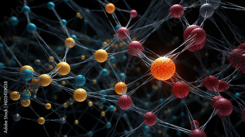 A network of interconnected molecules, illustrating chemical interactions at a microscopic level Generative AI photo