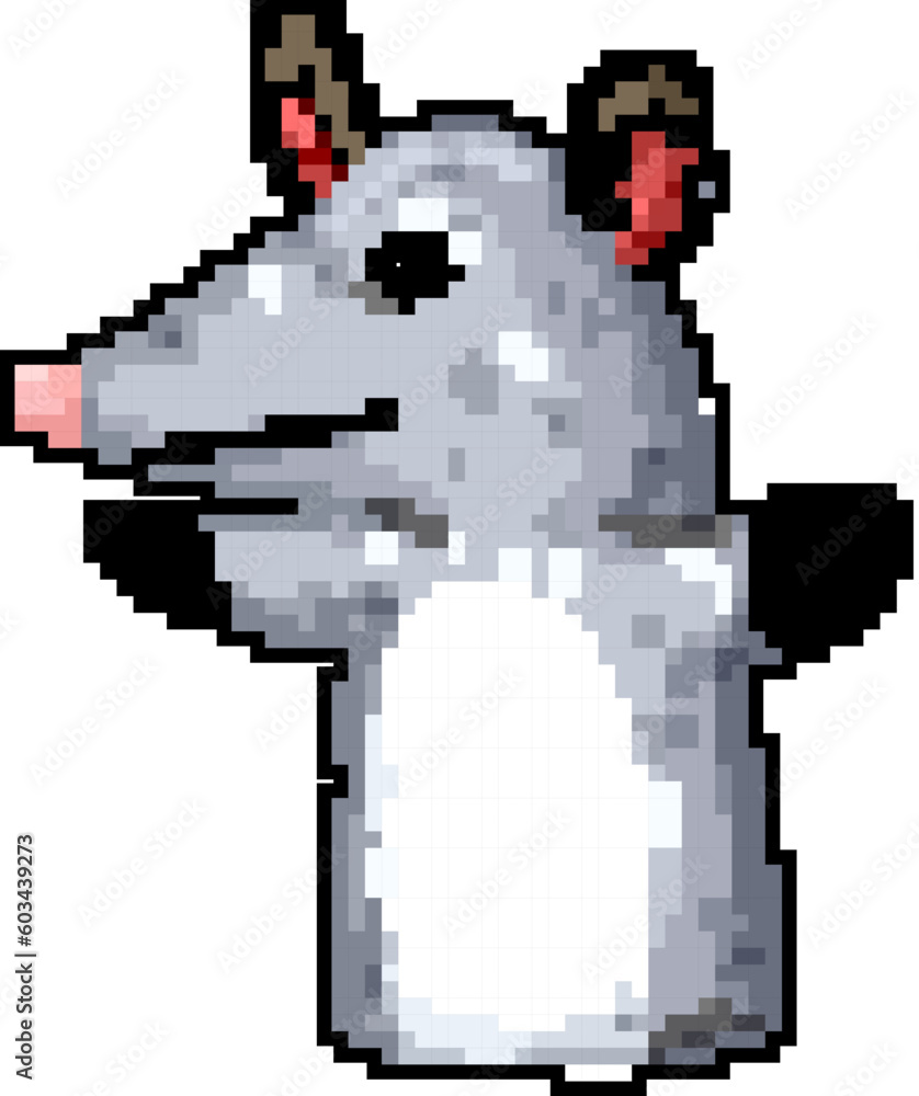 Obraz premium mole hand puppet game pixel art retro vector. bit mole hand puppet. old vintage illustration