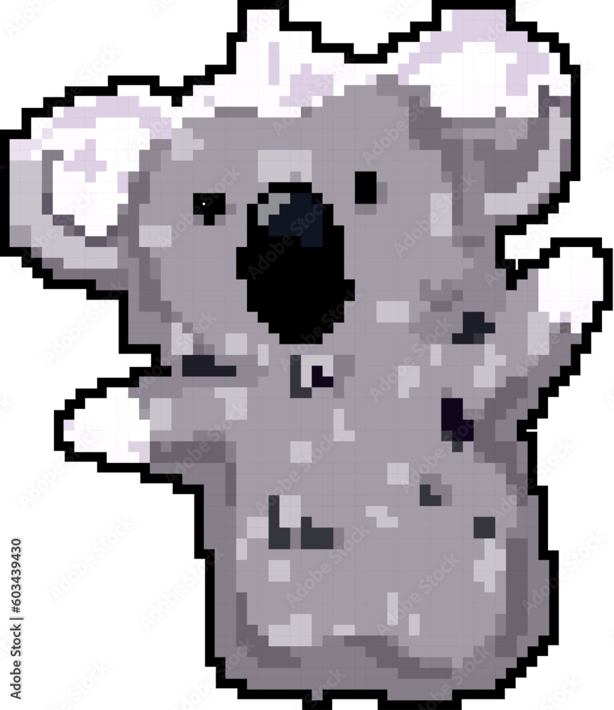 Fototapeta premium panda hand puppet game pixel art retro vector. bit panda hand puppet. old vintage illustration