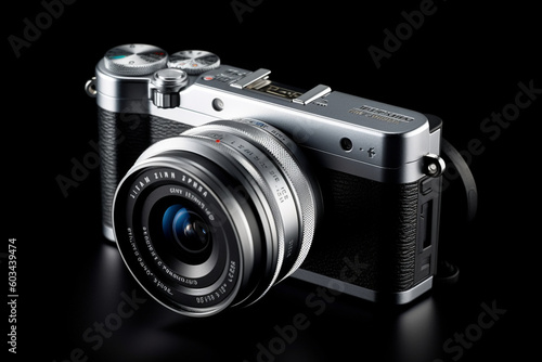 A crisp and organized image of a compact digital camera with clean lines and intuitive controls Generative AI
