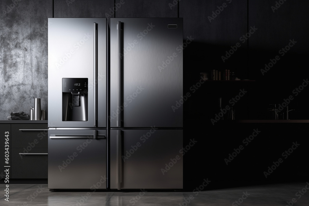 A clean and streamlined photograph of a smart refrigerator with