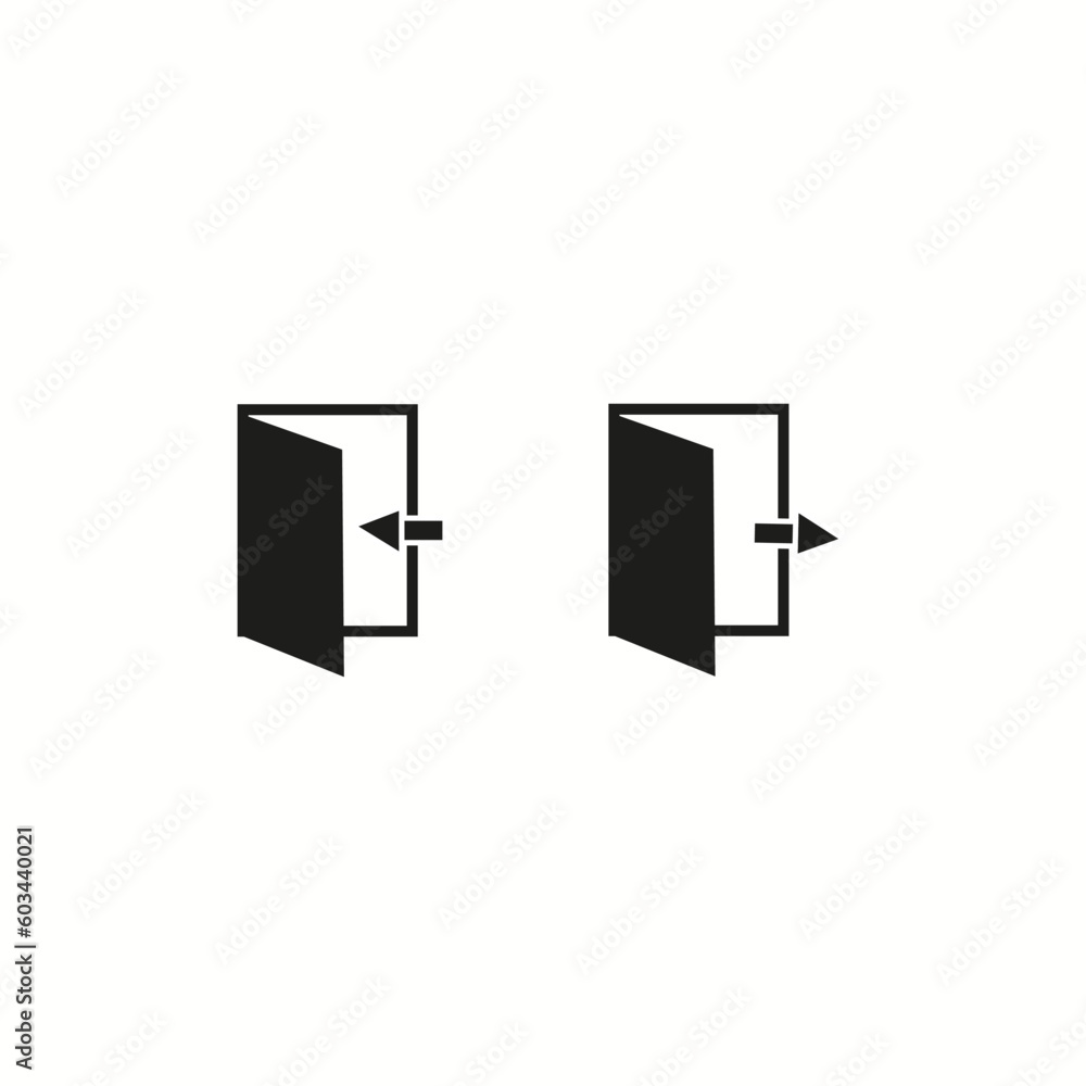 Exit entrance icon. Vector isolated black icon. Exit entrance icon. Vector isolated black icon.