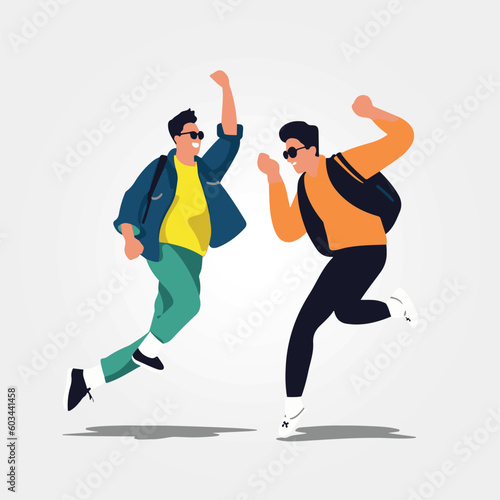 two students happy about going back to school