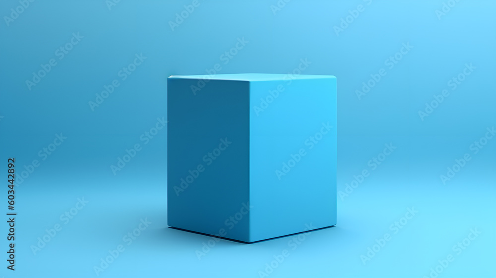 Blank cardboard box blue background generative ai Blank cardboard box blue background generative ai