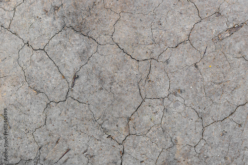 Ground cracked by hot weather. Global warming and drought concept.