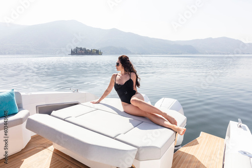 young amazing woman relax on the yacht © Andrea
