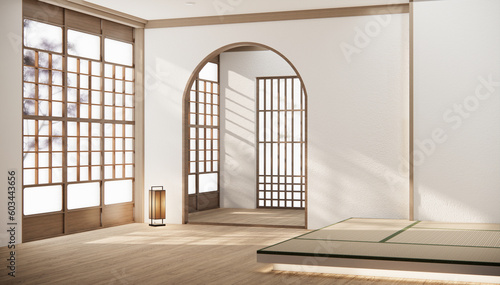 Japan style  empty room decorated  in white room japan interior.