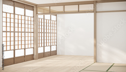 Japan style ,empty room decorated in white room japan interior.