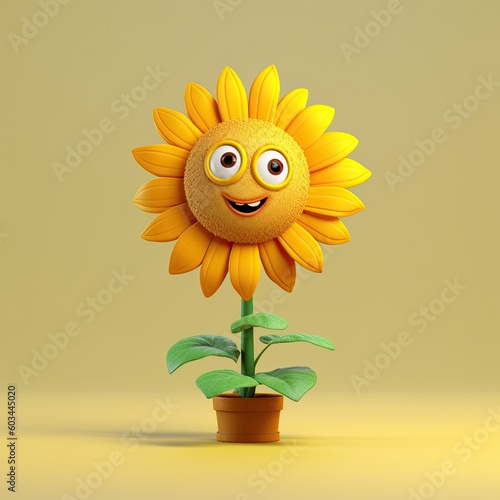 Cute Cartoon Sunflower Char...