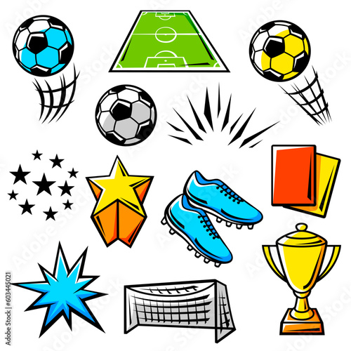 Set of soccer symbols. Football club illustration.