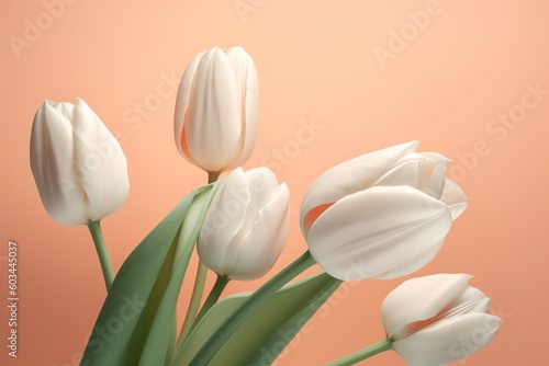 white tulips on a gentle background. generative ai