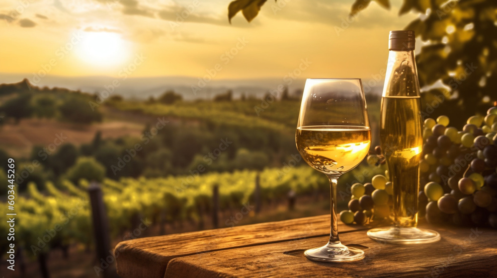 Weinliebhaber's Traum: Entspannung im Weinberg der Toskana mit einem Glas Weißwein