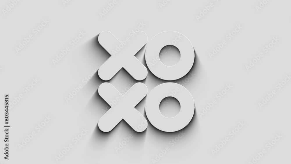 XOXO romantic love greeting and kiss digital cyber style symbol with natural shadow. Cyber technology icon loopable and seamless abstract concept. 3d light and shade object. XOXO romantic love greeting and kiss digital cyber style symbol with natural shadow. Cyber technology icon loopable and seamless abstract concept. 3d light and shade object.