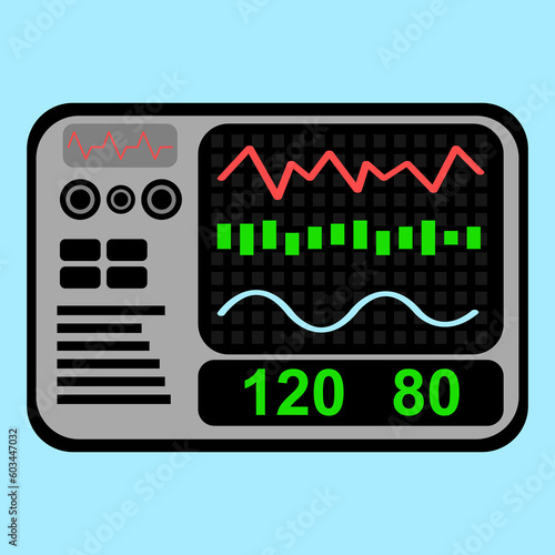 Medical cardiogram, ECG, Vital sign monitor in flat vector illustration design