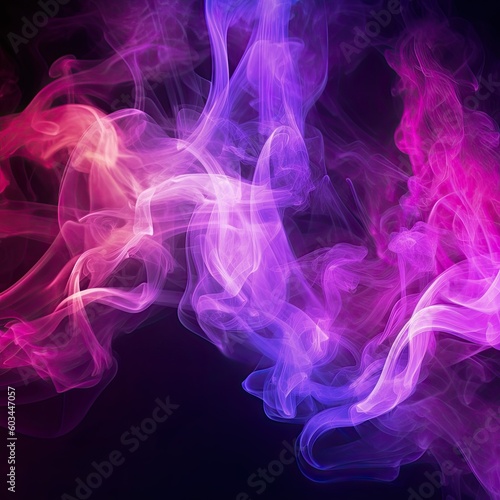 Abstract Blue And Purple Neon Lines In The Smoke,Fluorescence Background With Elements For Banners,AI generated.