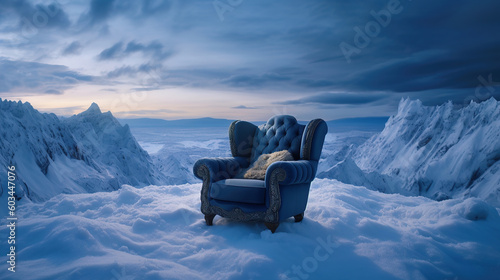 A luxurious chair in outdoor on ice gives wonderful scenes of furniture that came out of the house