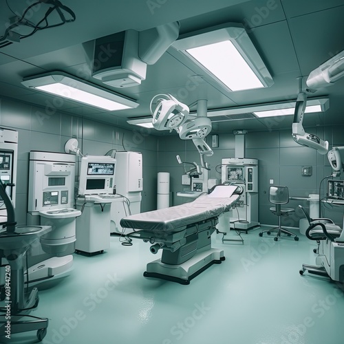 Empty operation room,Surgery Robot Performing Medical Operation In Operating Room,AI generated.