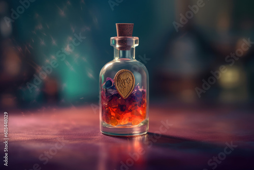 beautiful magic jar with strange potion inside, ai tools generated image