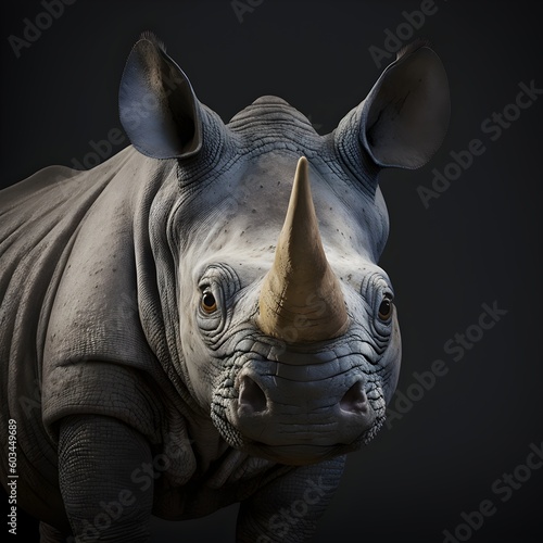 African rhinoceros. Close-up. Generative AI